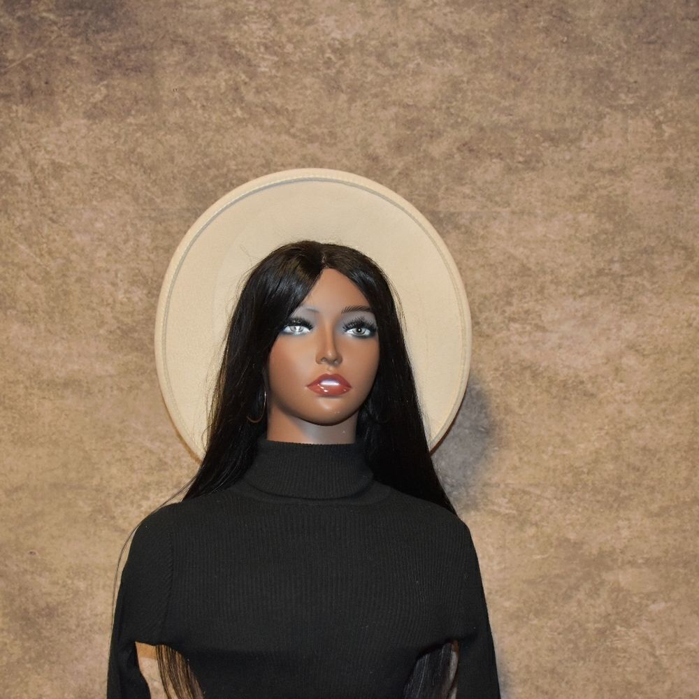 Cream Large Wide Brim Fedora Hat - Picture 2 of 4